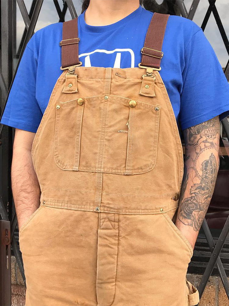Men's Duck Bib Overalls Canvas Workwear Dungarees - Threadford