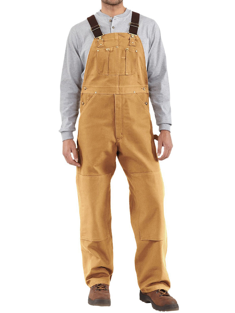 Men's Duck Bib Overalls Canvas Workwear Dungarees - Threadford