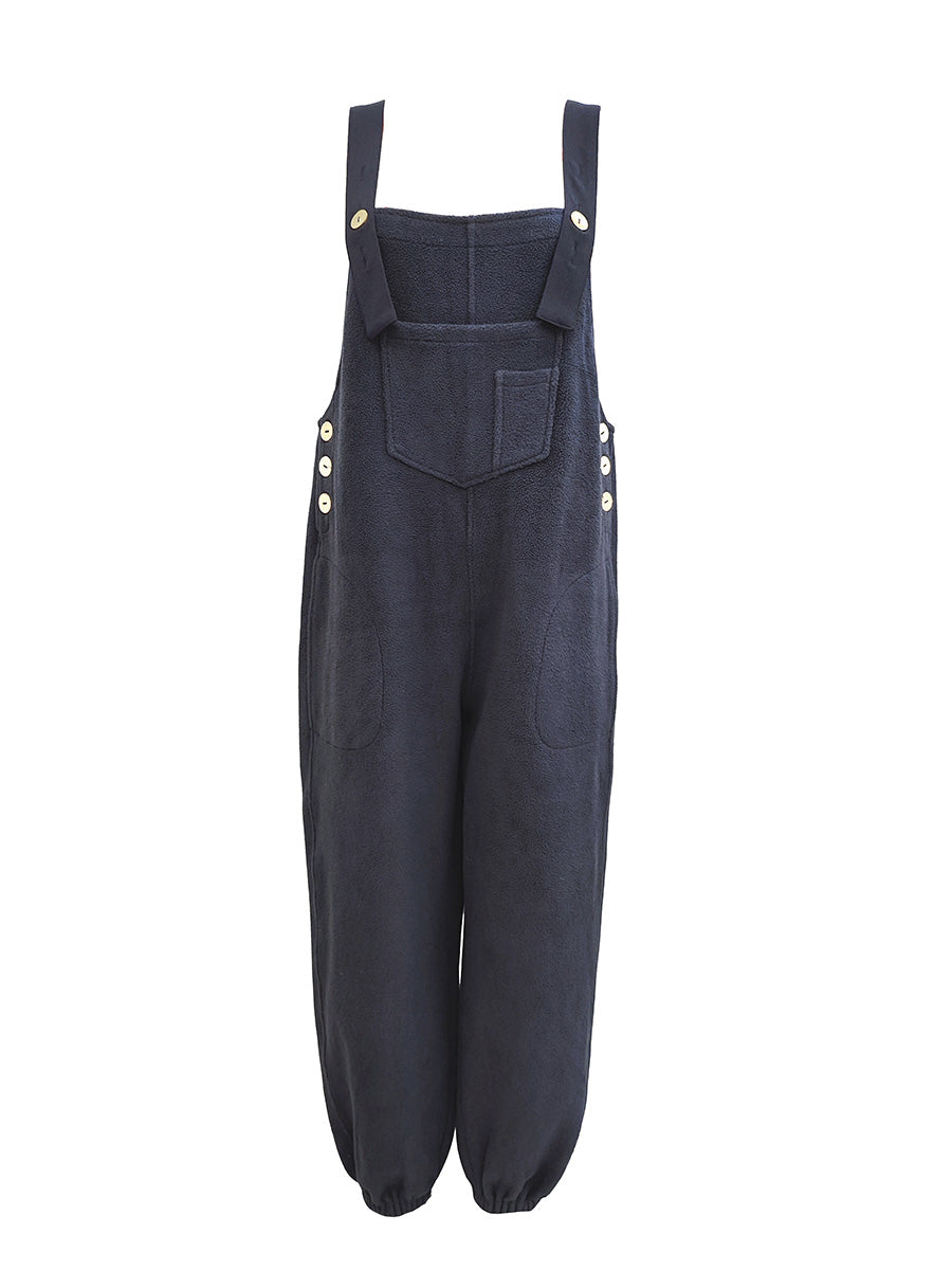Loose Fit Distressed Denim Overalls - Threadford