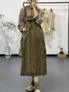 Vintage-Inspired Cargo Overall Dress - Threadford