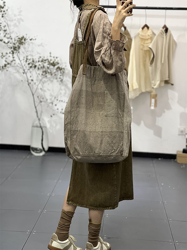 Vintage-Inspired Cargo Overall Dress - Threadford