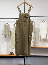 Vintage-Inspired Cargo Overall Dress - Threadford