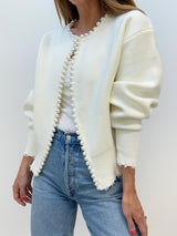 Pearl Trim Ripped Hem Cardigan - Maison Sydney
