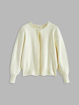 Pearl Trim Ripped Hem Cardigan - Maison Sydney