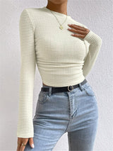 Plain Waffle Slim Sweater - Maison Sydney