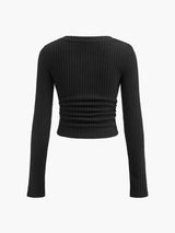 V-Neck Ribbed Skinny T-Shirt - Maison Sydney