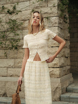 Ruffled Crop Top Skirt Set - Maison Sydney