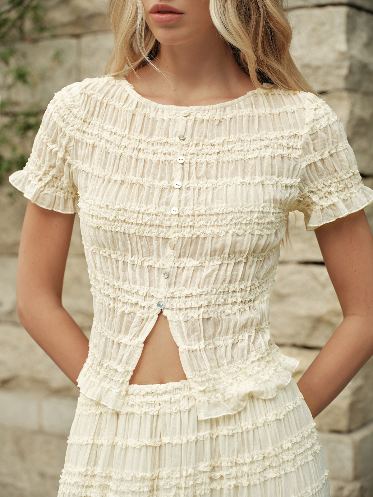 Ruffled Crop Top Skirt Set - Maison Sydney