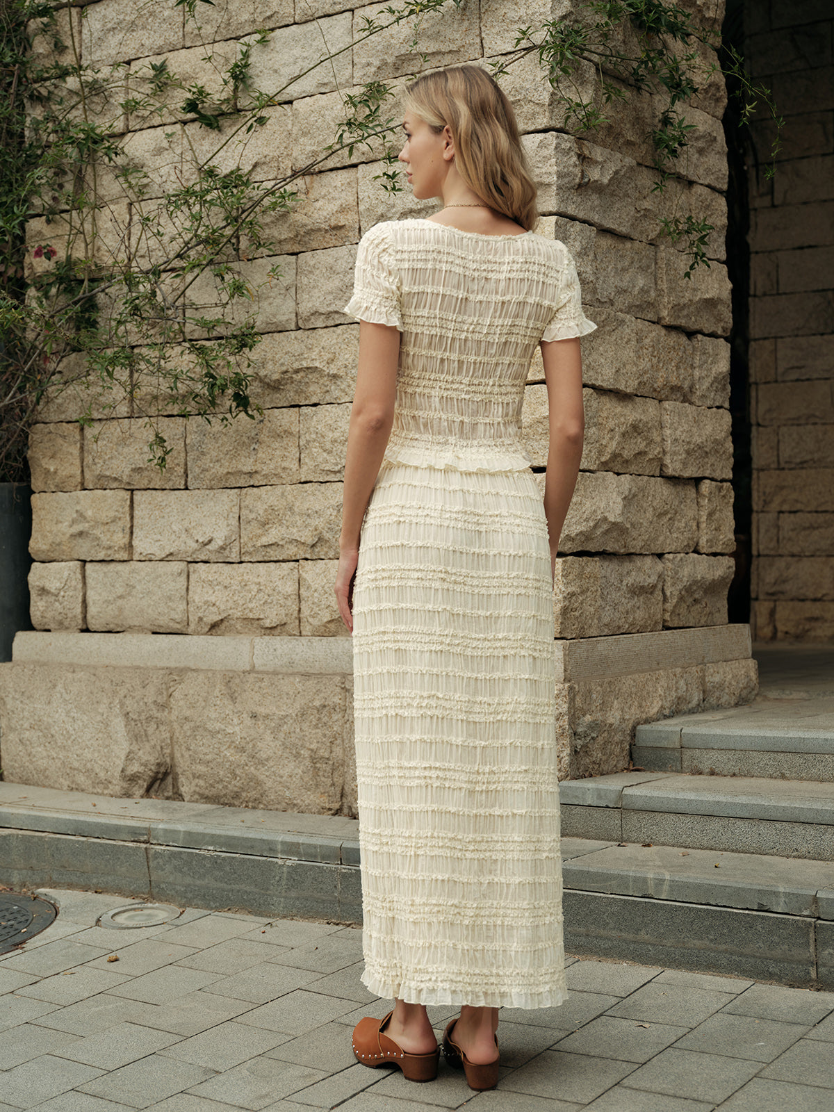 Ruffled Crop Top Skirt Set - Maison Sydney