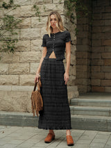 Ruffled Crop Top Skirt Set - Maison Sydney