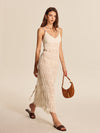 Semi-Sheer Strappy Pleated Dress - Maison Sydney