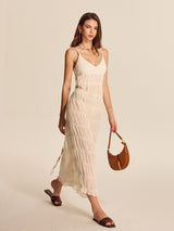 Semi-Sheer Strappy Pleated Dress - Maison Sydney