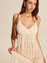 Semi-Sheer Strappy Pleated Dress - Maison Sydney