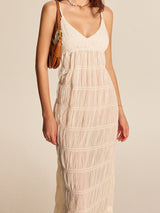 Semi-Sheer Strappy Pleated Dress - Maison Sydney