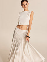 Shoulder-Padded Pleated Skirt Set - Maison Sydney