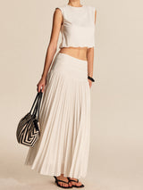 Shoulder-Padded Pleated Skirt Set - Maison Sydney