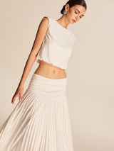 Shoulder-Padded Pleated Skirt Set - Maison Sydney