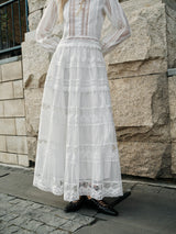 Lace Trim Tiered Skirt Set - Maison Sydney