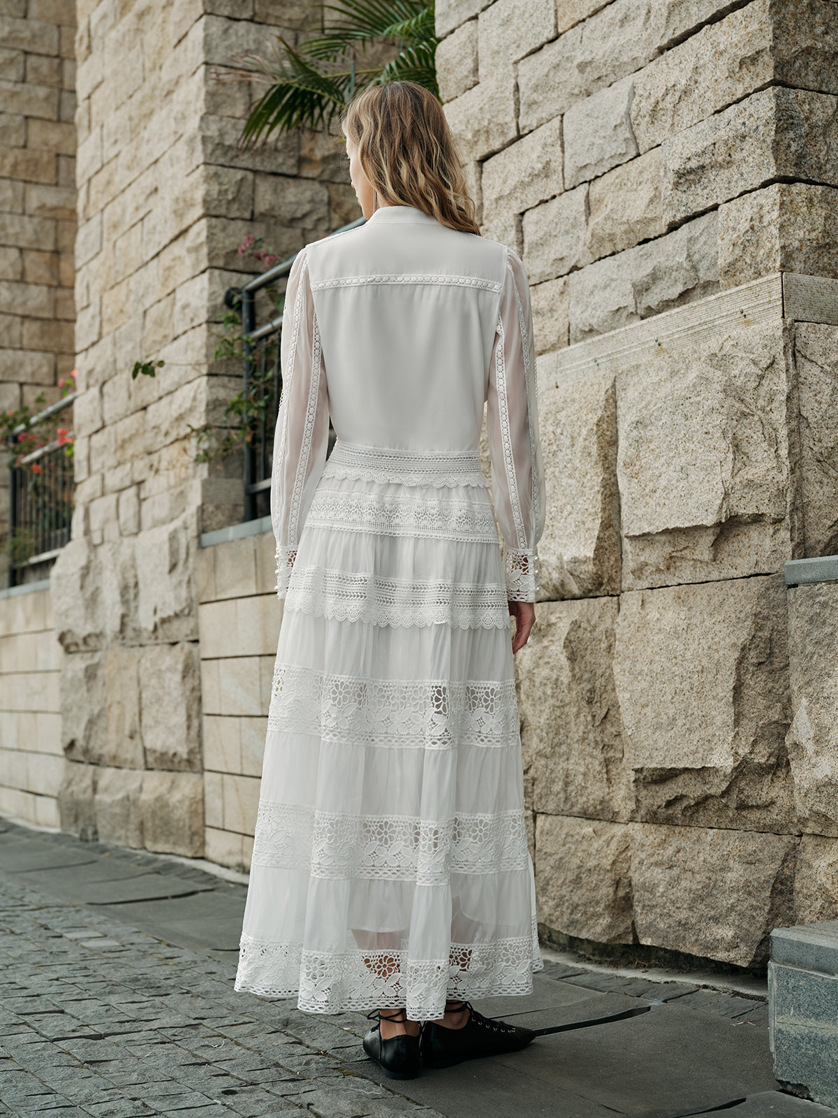 Lace Trim Tiered Skirt Set - Maison Sydney