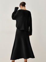 Oversized Sweater Two Piece Skirt Set - Maison Sydney