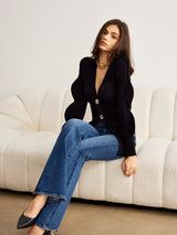 Turn Lock Wave-Sleeve Cardigan - Maison Sydney