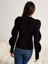 Turn Lock Wave-Sleeve Cardigan - Maison Sydney