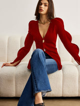 Turn Lock Wave-Sleeve Cardigan - Maison Sydney