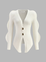 Turn Lock Wave-Sleeve Cardigan - Maison Sydney
