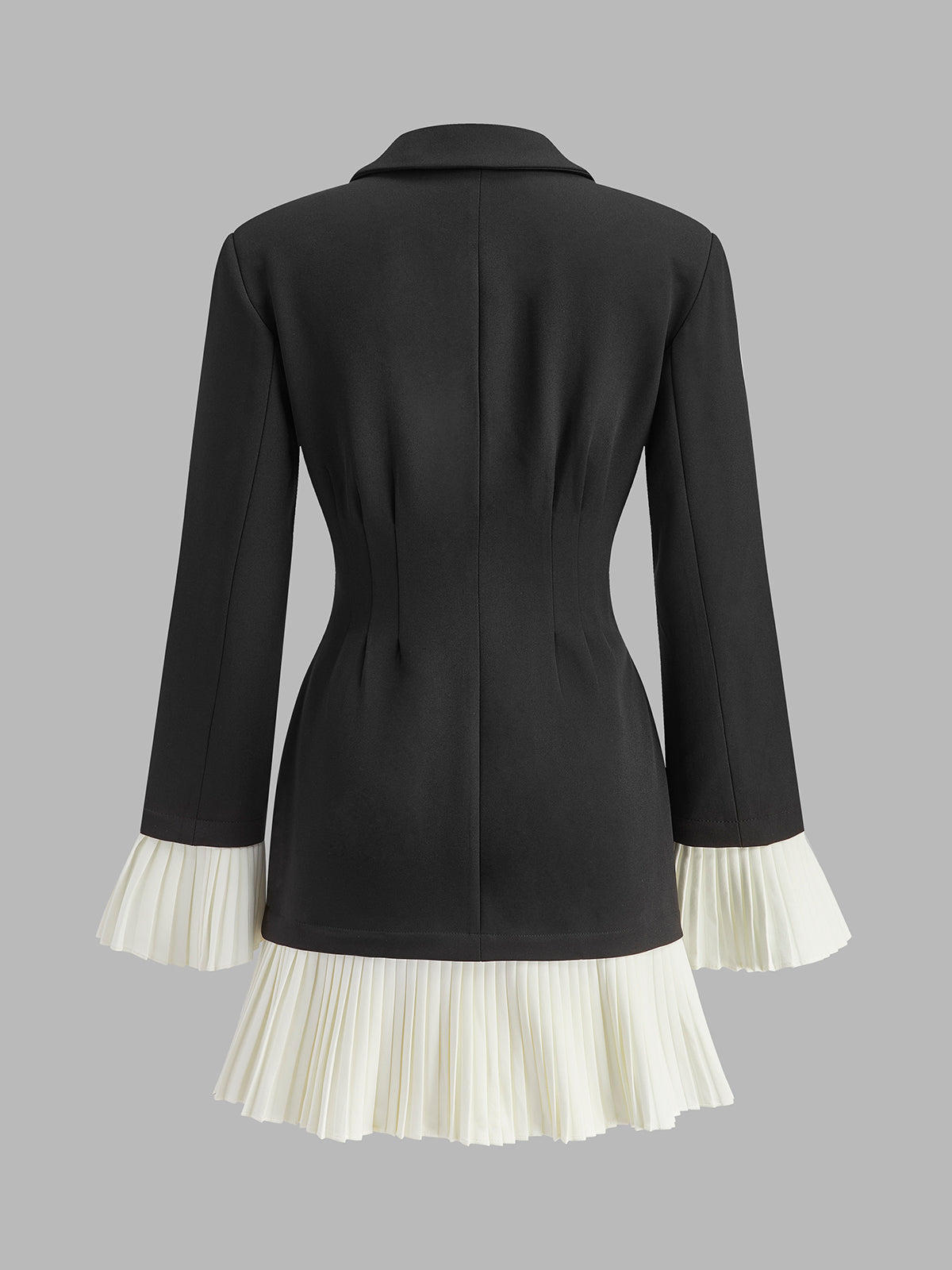 V-Neck Two-Tone Pleated Button Dress - Maison Sydney