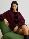 Velvet-Bow Lantern Sleeve Sweater - Maison Sydney