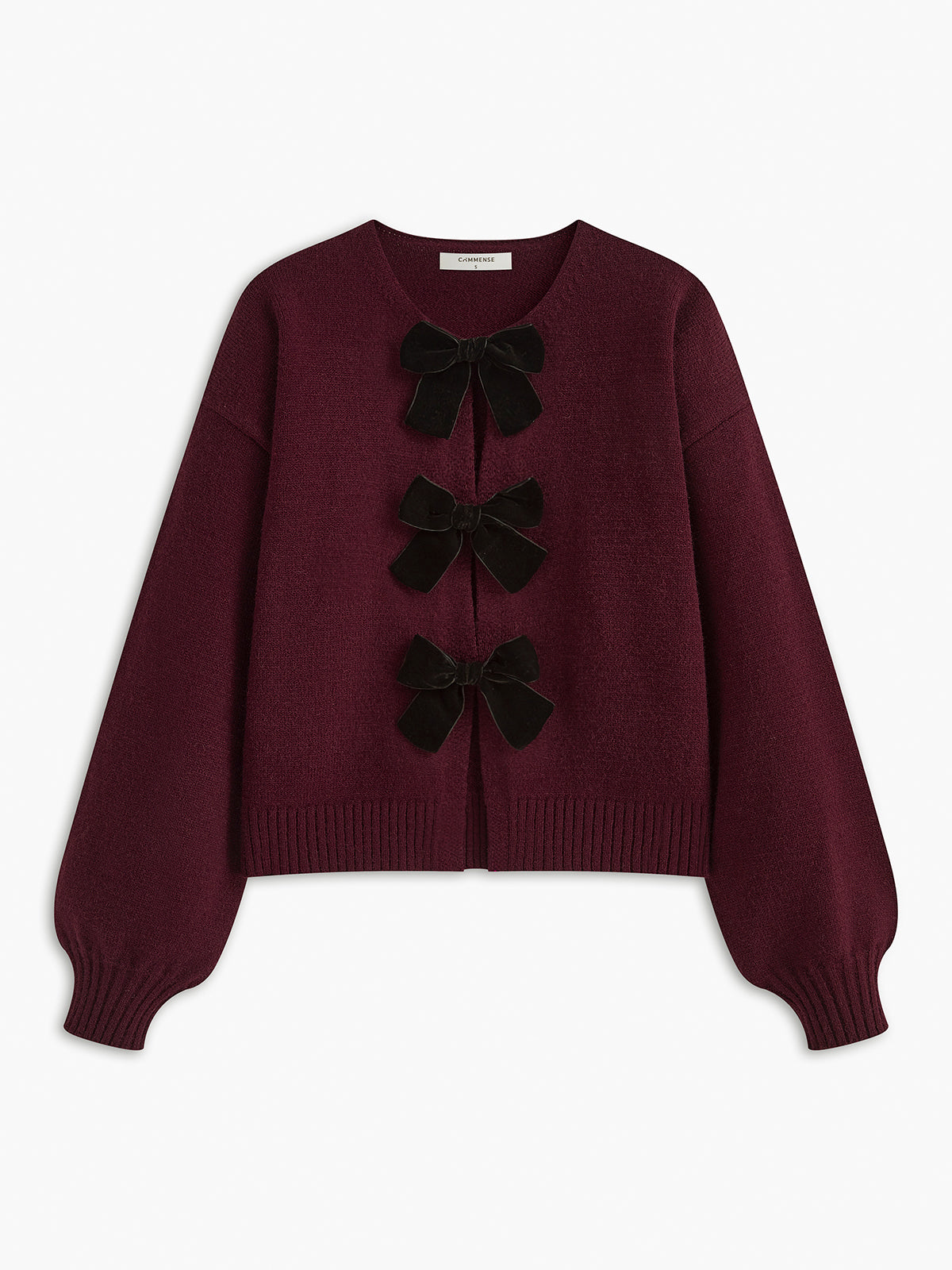 Velvet-Bow Lantern Sleeve Sweater - Maison Sydney