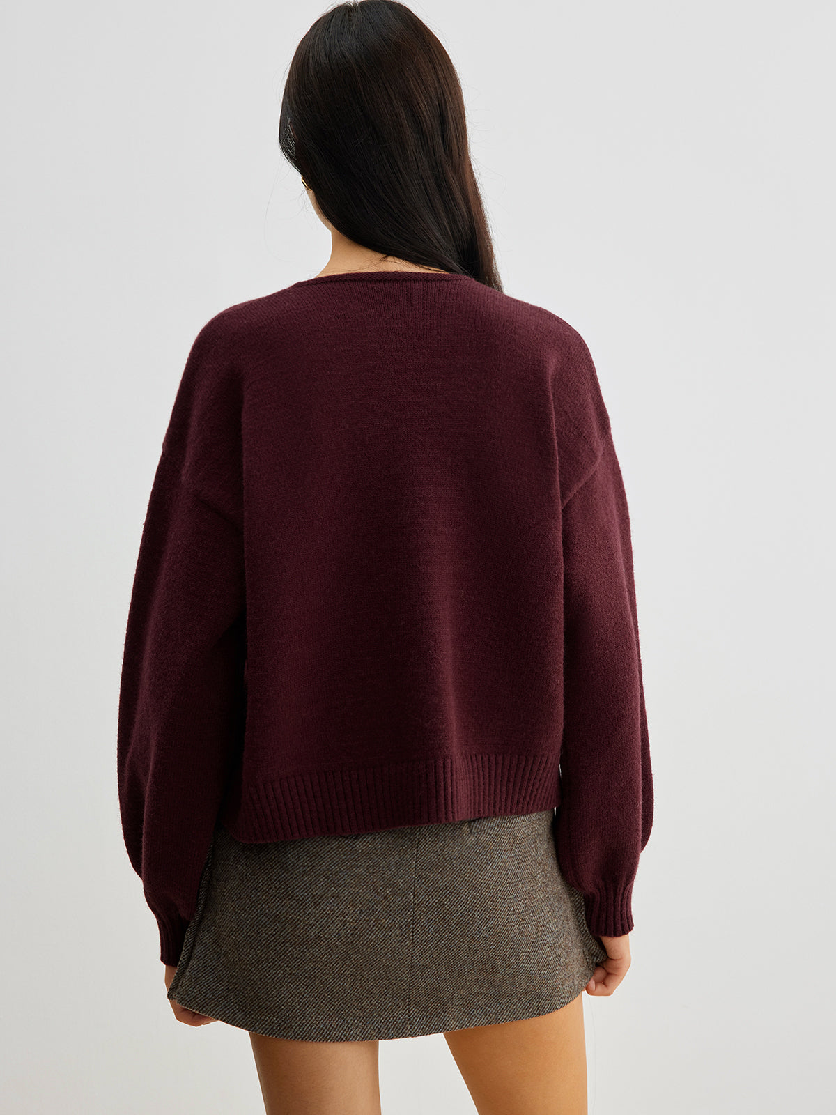 Velvet-Bow Lantern Sleeve Sweater - Maison Sydney