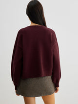Velvet-Bow Lantern Sleeve Sweater - Maison Sydney