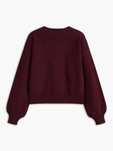 Velvet-Bow Lantern Sleeve Sweater - Maison Sydney