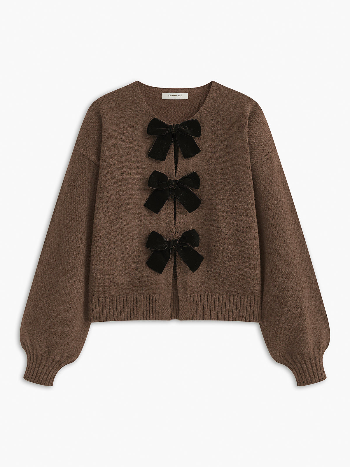 Velvet-Bow Lantern Sleeve Sweater - Maison Sydney