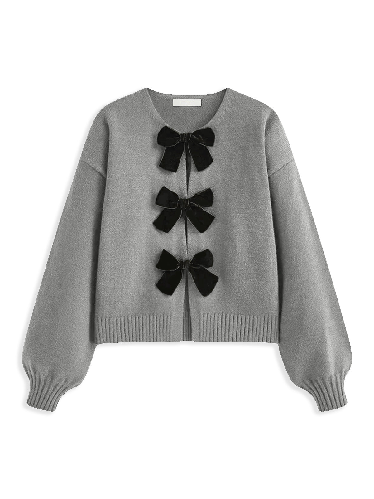 Velvet-Bow Lantern Sleeve Sweater - Maison Sydney