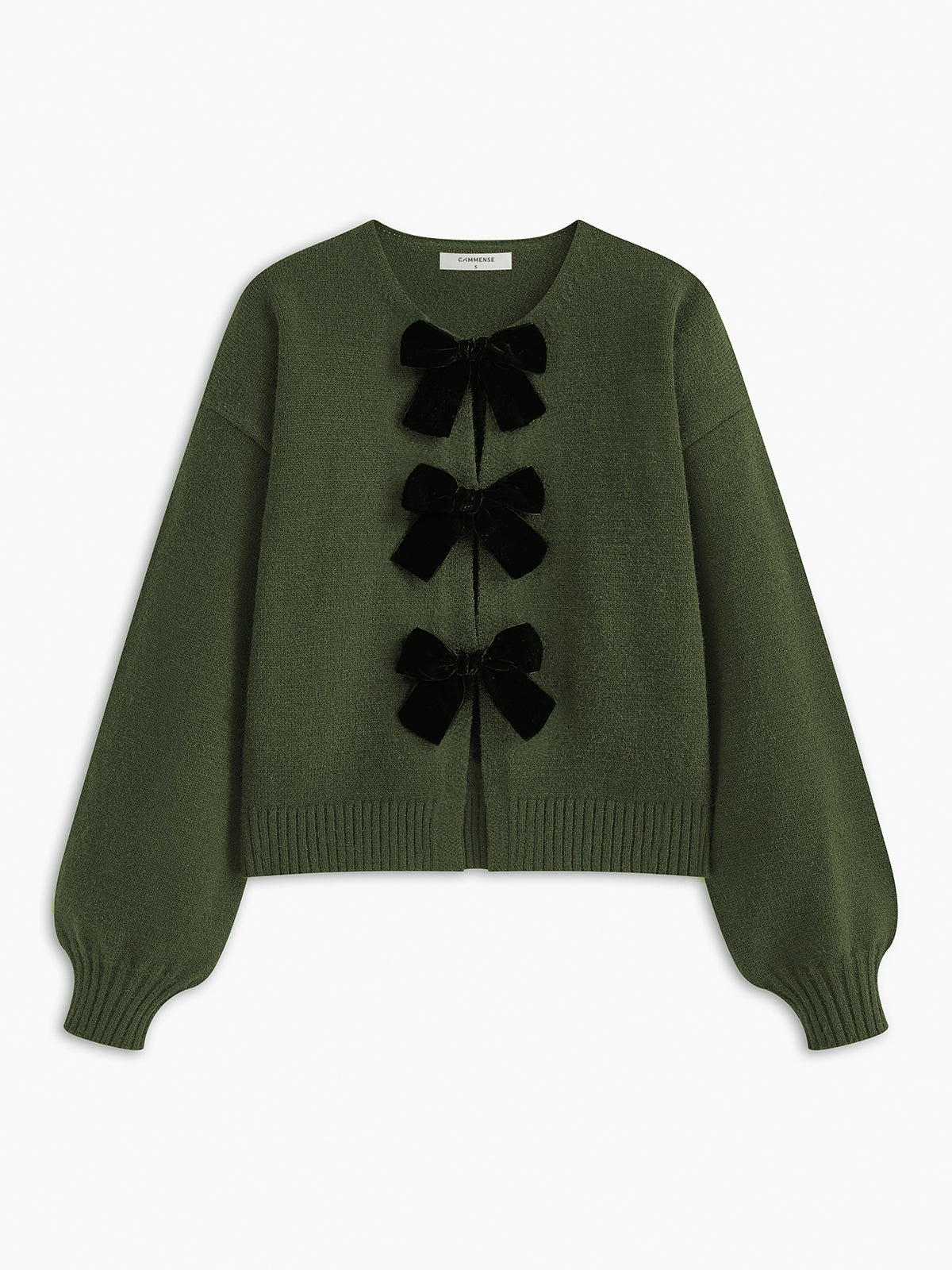Velvet-Bow Lantern Sleeve Sweater - Maison Sydney