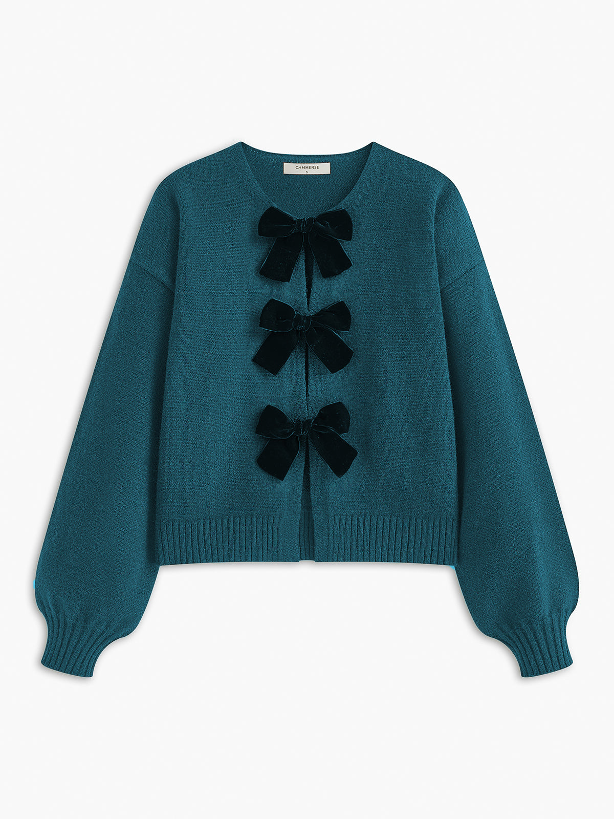 Velvet-Bow Lantern Sleeve Sweater - Maison Sydney
