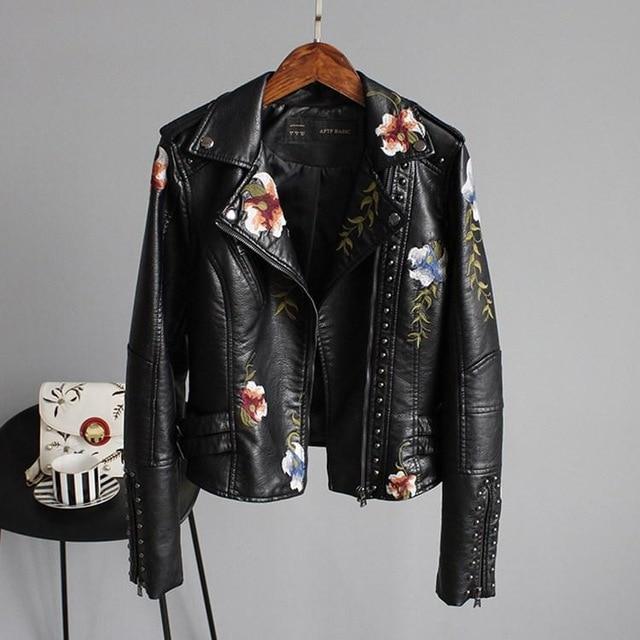 Magnolia | Women's Floral Embroidered Biker Jacket