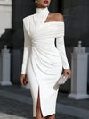 Maisie | One-Shoulder Draped Ruched Midi Dress