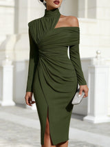 Maisie | One-Shoulder Draped Ruched Midi Dress