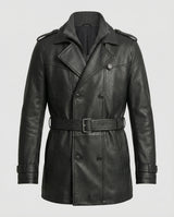 Gabriel | Double-Breasted Leather Trench Coat for Men