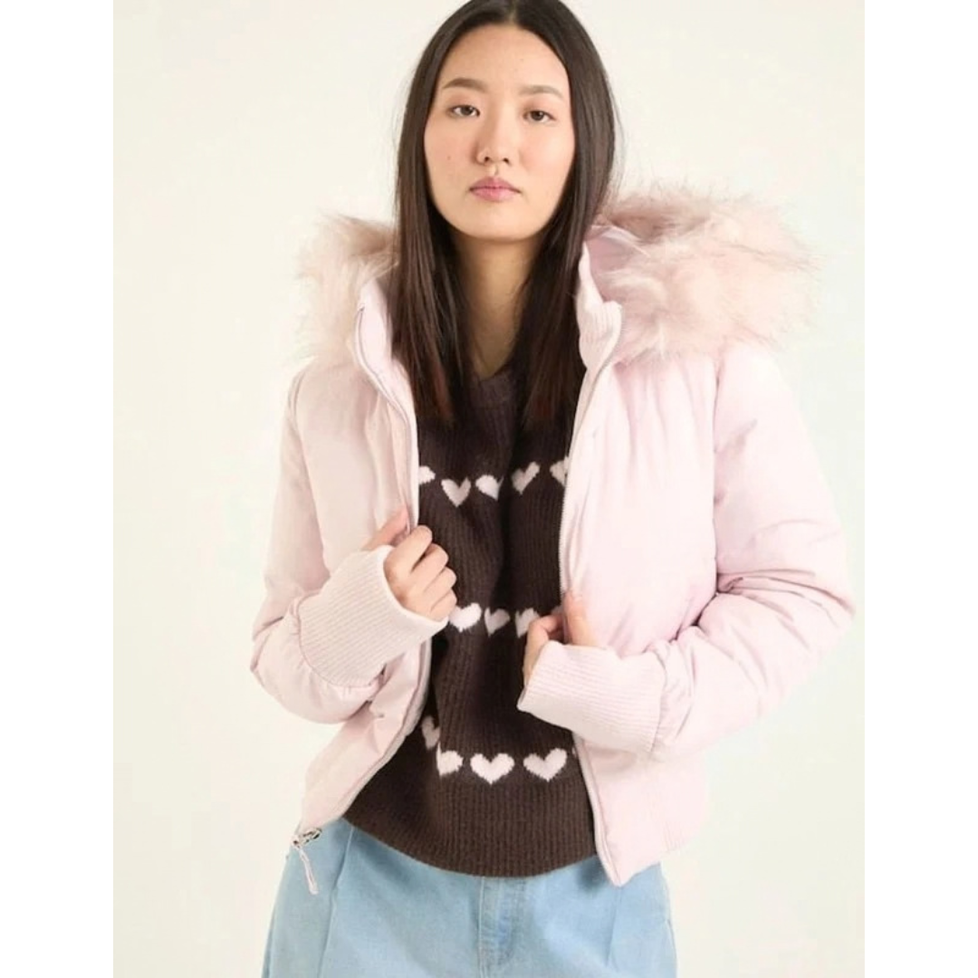 Helena | Women's Short Puffer Jacket with Hood and Cozy Trim
