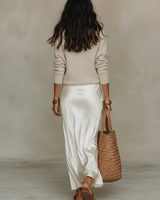Eliza | Women's V-Neck Cardigan & Satin Midi Dress Set