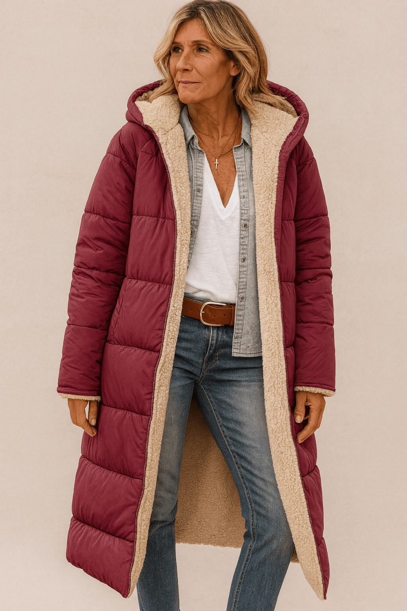 Sienna | Women's Reversible Long Coat with Contrast Collar