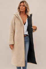 Sienna | Women's Reversible Long Coat with Contrast Collar