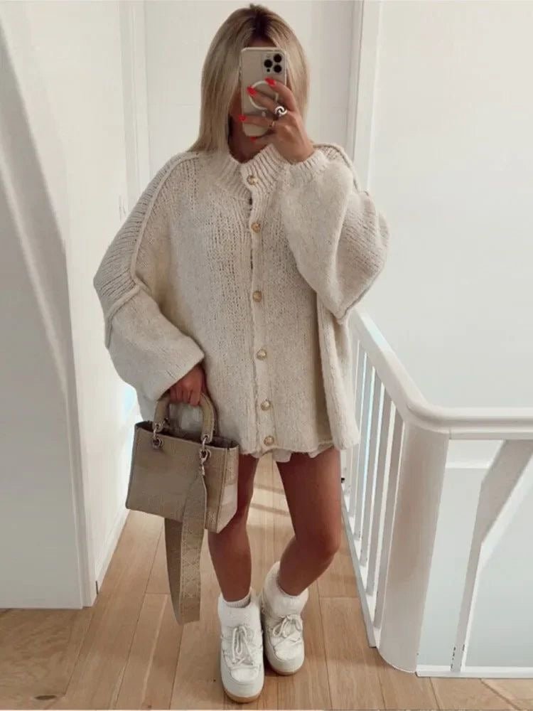 Willow | Elegant Long Knit Cardigan with Button Front