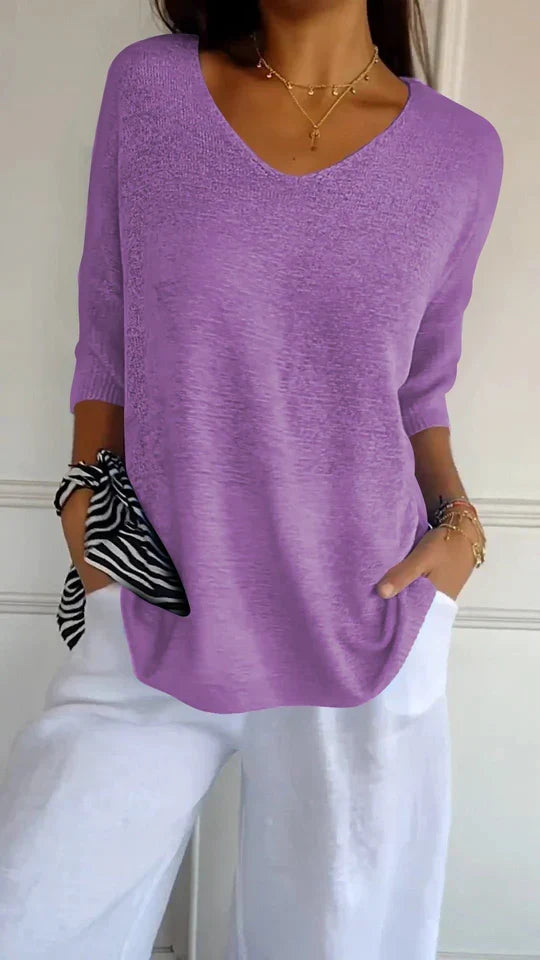 Grace | Knitted Spring Top with V-Neck