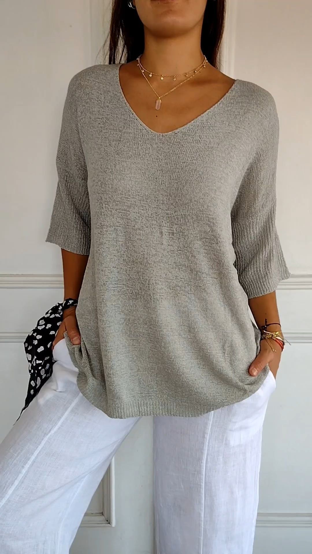 Grace | Knitted Spring Top with V-Neck