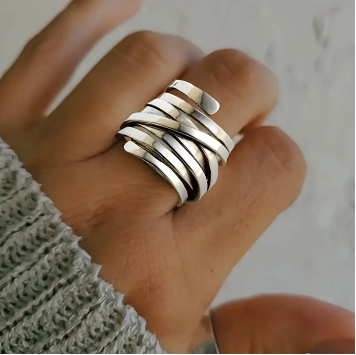 Bliss - Classic Chunky Silver Vintage Ring - Threadford